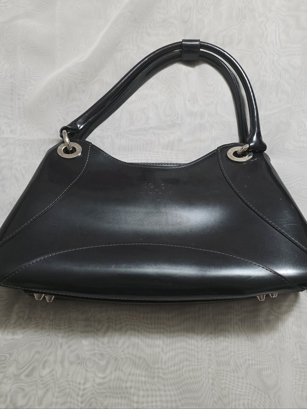 Beijo Y2K Vintage Black Patent Leather Shoulder Handbag Purse